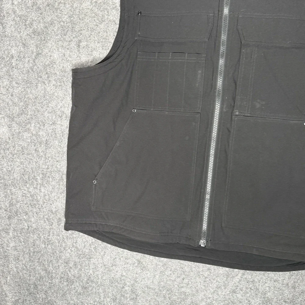 Duluth‎ Trading Co Mens 2XL Black Thermore Insulated Hooded Utility Vest Jacket